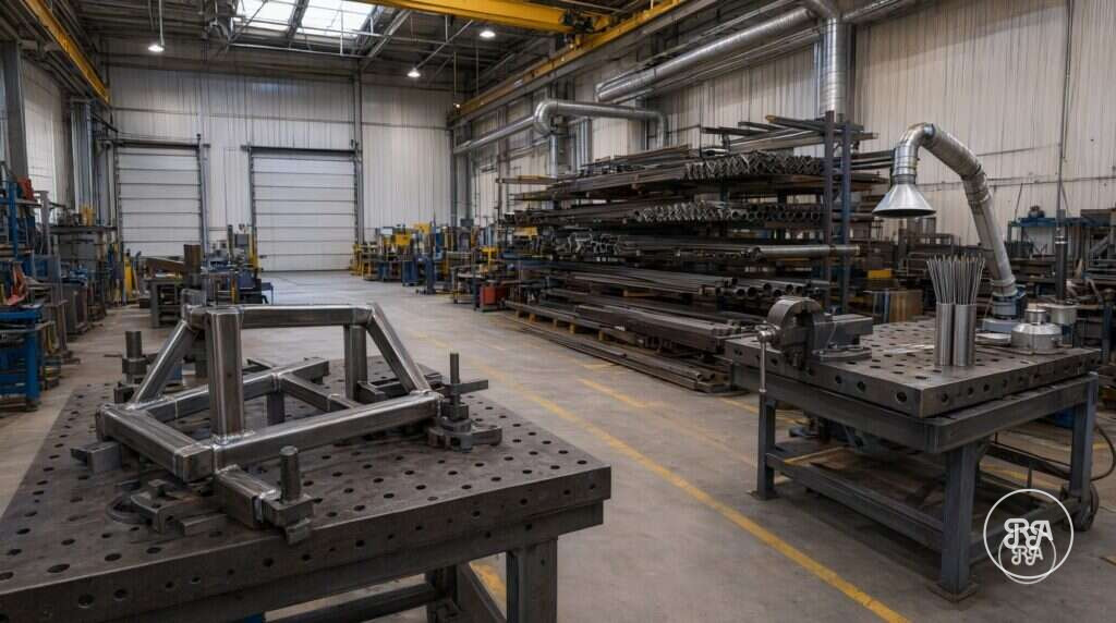 Taller de soldadura industrial con mesas y útiles en Valladolid – Industrias Ríos