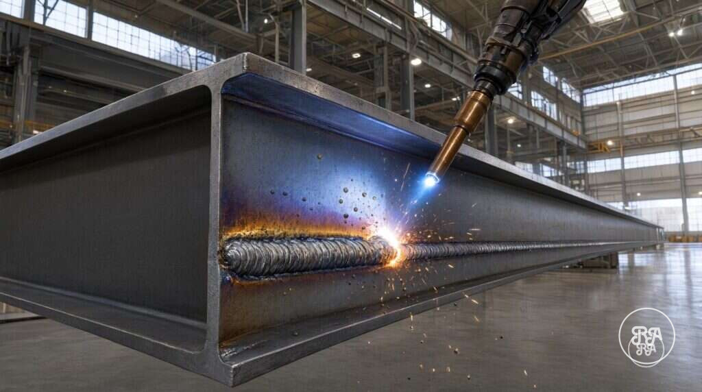 Soldadura de viga metálica en nave industrial para estructuras – Industrias Ríos