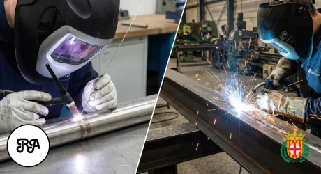 Soldadores realizando los dos tipos de soldadura industrial en Barcelona