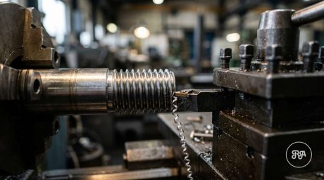 Roscado en torno de un eje de acero, Industrias Ríos