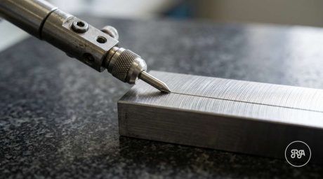 Palpador de rugosímetro midiendo una superficie mecanizada, Industrias Ríos